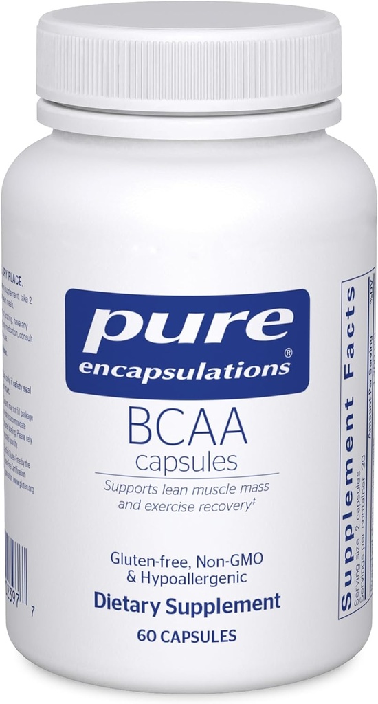 순수한 캡슐에 넣기 BCAA 캡슐 | 운동 도중 근육 기능을 지원하기 위하여 Hypoallergenic 보충교재* | 60의 캡슐