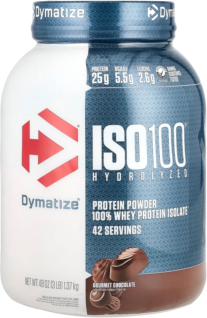 Dymatize ISO100 Hydrolyzed, 100 % Whey Protein Isolate, 미식가 초콜릿, 3 lb (1.37 kg)