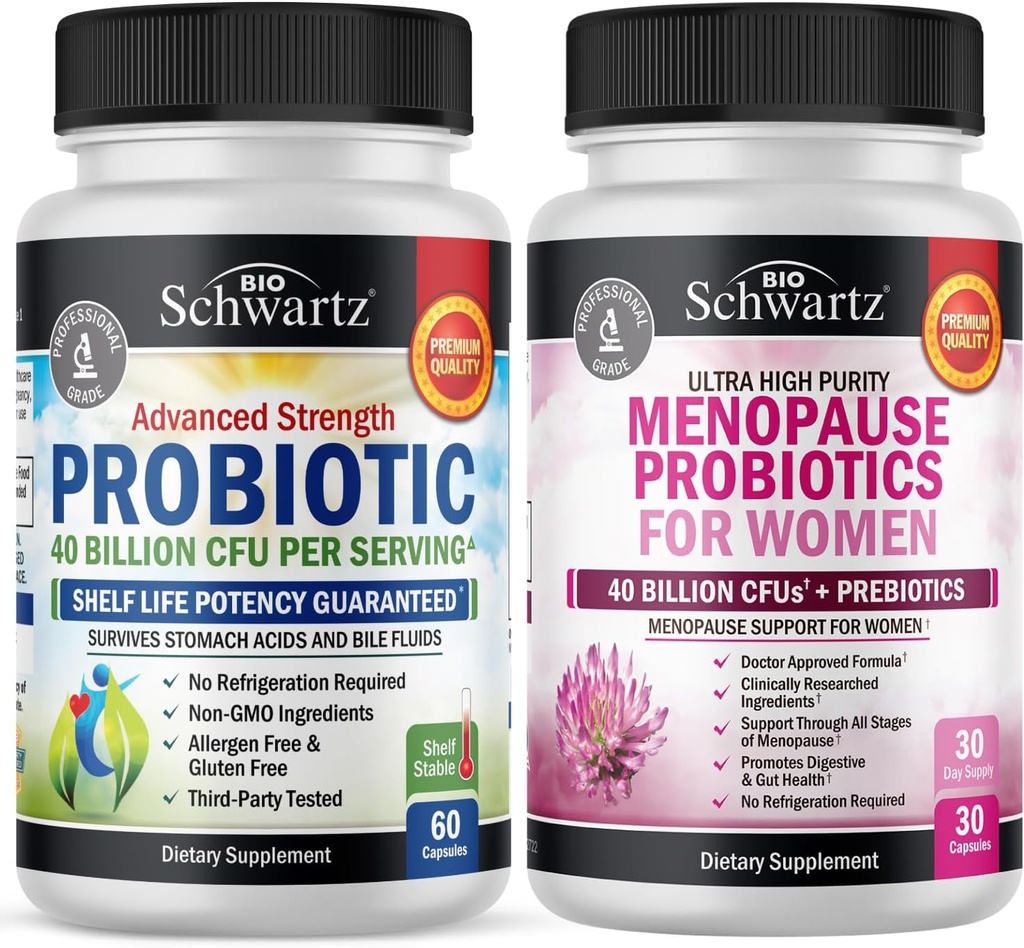 BioSchwartz Probiotic 40 억 CFU 60 개 + 여성 30 개를위한 Menopause Probiotics