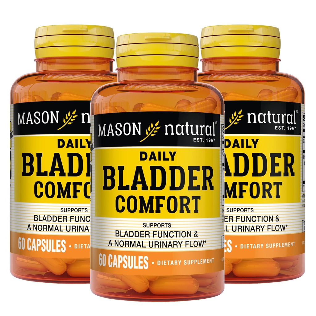 Mason 자연적인 매일 Bladder 안락, 칼슘과 더불어 30의 일 공급, 호박씨 및 Soy Germ는 정상 방광 기능, 60의 캡슐 (포장 3)를 지원하기 위하여 작용합니다
