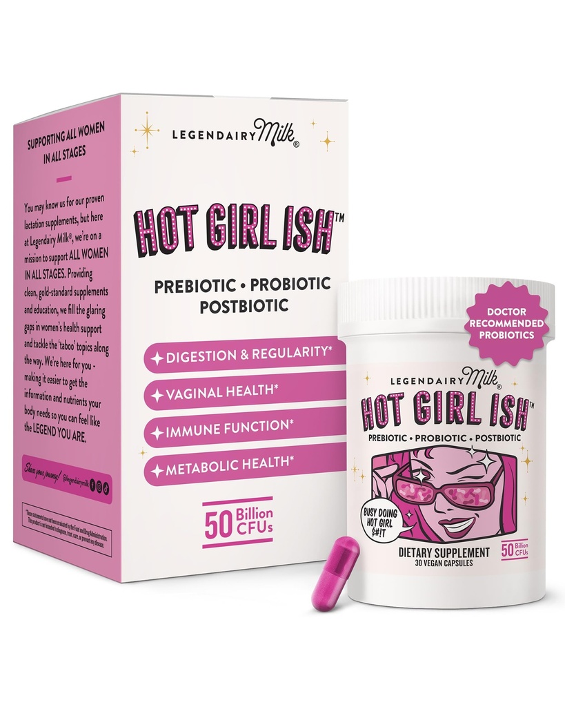Legendairy Milk Hot Girl Ish TM - 50 억 CFU가있는 여성을위한 일일 프로 바이오 틱 - 20 Probiotic Strains, Prebiotics & Postbiotics를 가진 여성 프로 바이오 틱 보충, Gut & Immune 건강