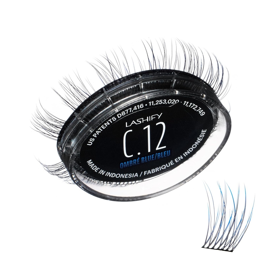 Lashify Curl 12mm Gossamer Eyelash Extensions Refill in Ombre Blue, 자연적 모습을위한 쉬운 DIY False Lashes