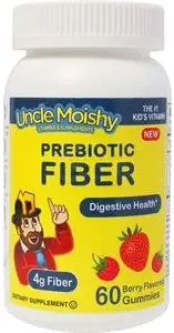 아저씨 Moishy Vitamins Prebiotic Fiber 60 Gummies | 유아를 위한 Keto Sugar Free Gummy Chews |4g Fiber for Children Constipation Support | 천연 고스허 Halal Berry Chewable