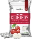 HERBION Naturals Cough Drops with Natural Cherry Taste, Dietary Supplement, Soothes Cough, 성인 및 어린이 6 년 이상, 25 드롭, 인공 풍미 없음, 1 팩