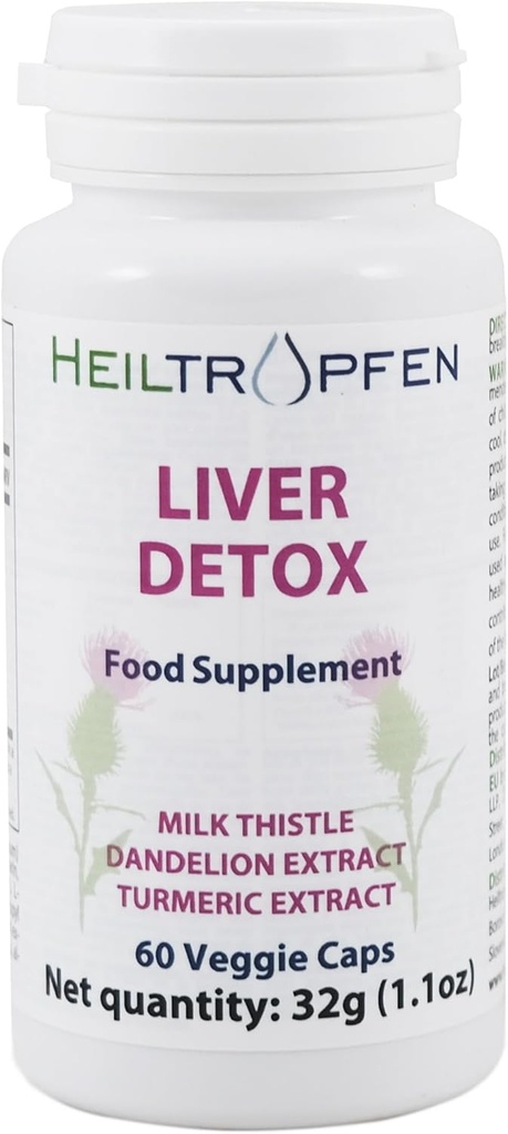 Heiltropfen Liver Detox 채식 모자 | 60 캡슐 | 다이어트 보충교재