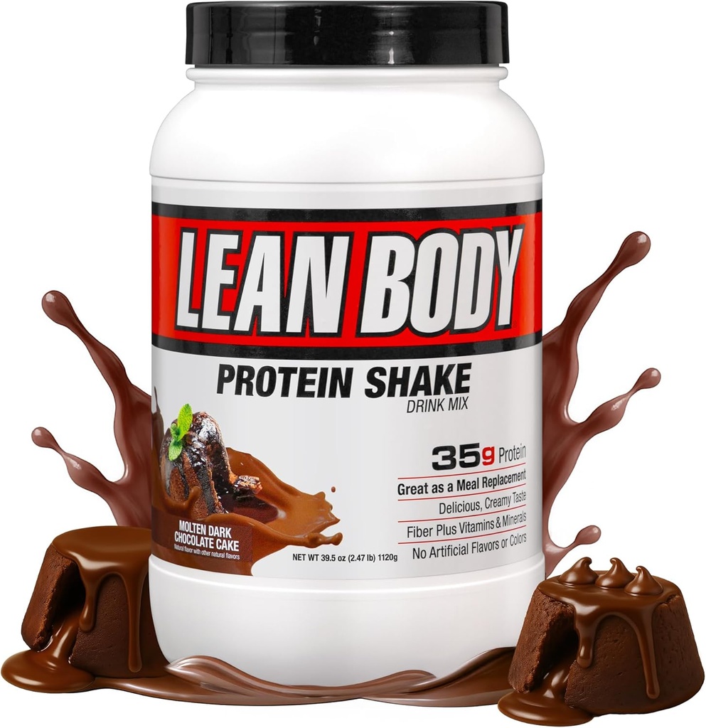 Labrada Lean 몸 안녕 Protein 식사 보충 Shake, Molten 어두운 초콜렛 케이크 포장 MAY VARY