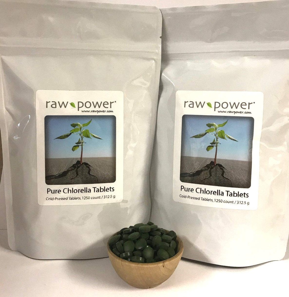 익지않는 힘 Chlorella 정제 (2500 조사, 625g), 유기에서 찬 압박되는, 100% 익지않는과 순수한,