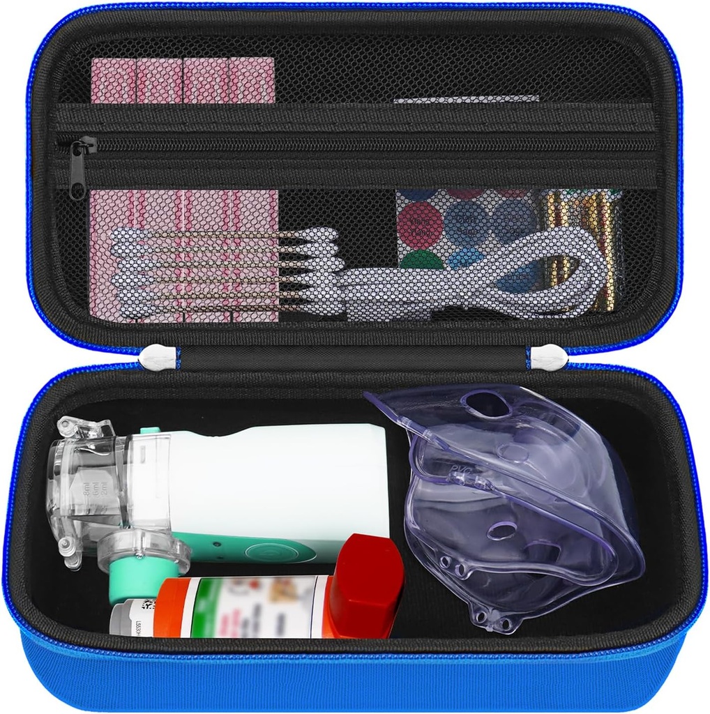 HESTECH Inhaler Spacer, Mask, Inhaler Holder Asthma Bag 용 Asthma Inhaler 용 Hard Travel 휴대용 케이스 Saline 솔루션 및 기타 필수품, Blue (Case Only)
