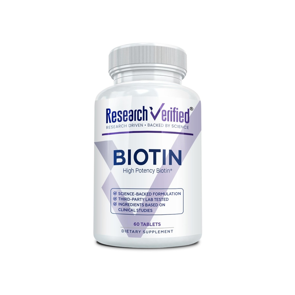 연구 검증 된 Biotin – 향상된 헤어, 피부 및 네일 건강을위한 순수한 Biotin Extra Strength 10,000mcg - 60 Vegan Tablets, 미국에서 만든
