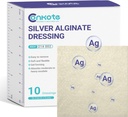 Conkote Silver Alginate Wound Dressing Pads 2" x 2", 10 Pack, Non-Stick Padding Ag Patch, 압력 Ulcer, 침대 Sore 및 Diabetic 발 Ulcer에 대 한 고 흡수