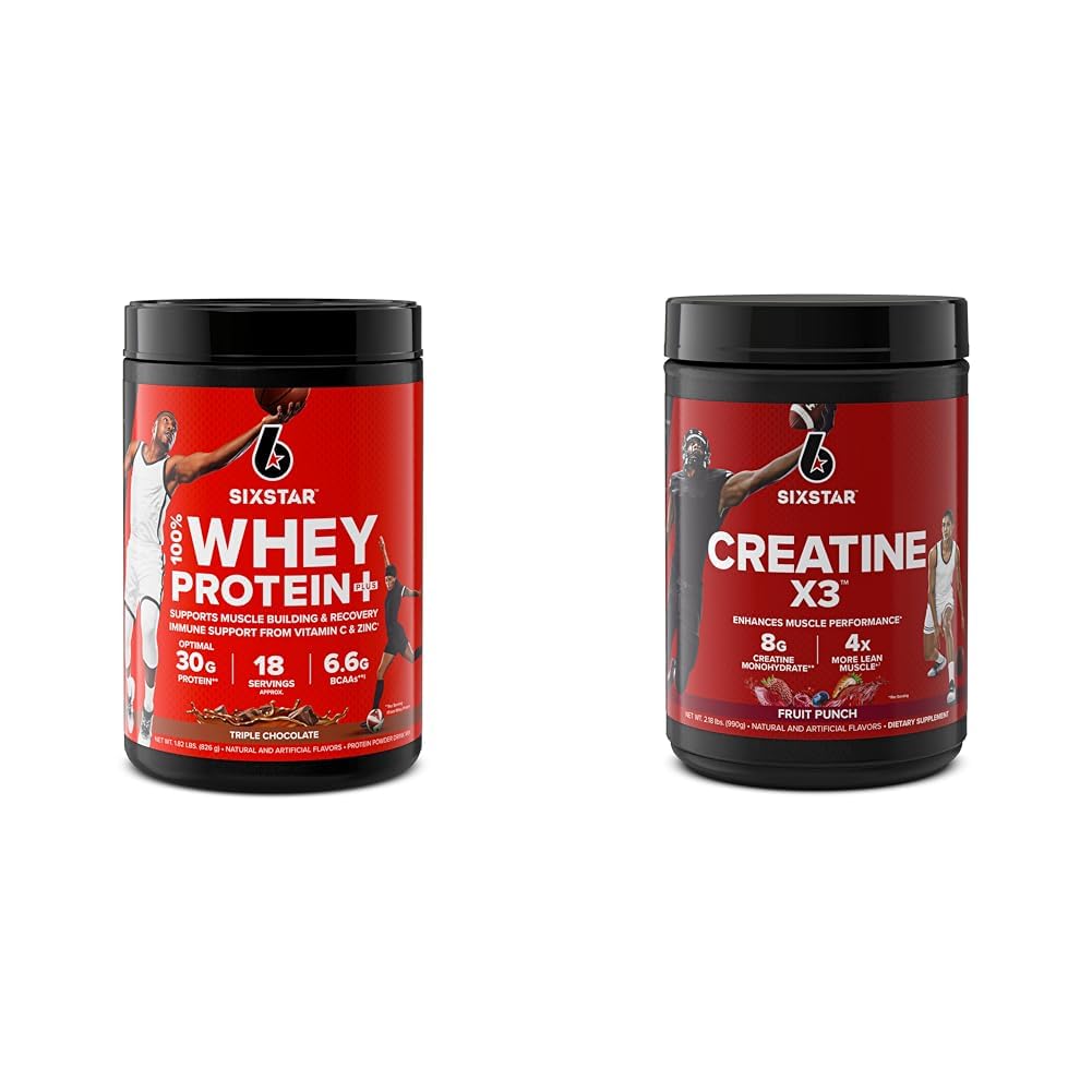6 스타 엘리트 시리즈 100 % Whey Protein Plus Triple Chocolate 1.8lbs US & Creatine Powder Creatine X3 | Creatine HCl + Creatine Monohydrate Powder