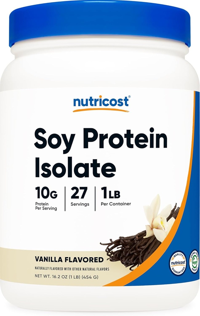 Nutricost Soy Protein Isolate Powder, 1 LB Vanilla - 10 그램의 단백질 당 서빙, Vegan, GMO-Free & Gluten 무료