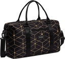 Clementine Tote Bag | 여성용 토스터 백 | 하룻밤 숙박비, 여행, 체육관용 풀 머플러 백 | 블랙/골드 기하학적 - 중간