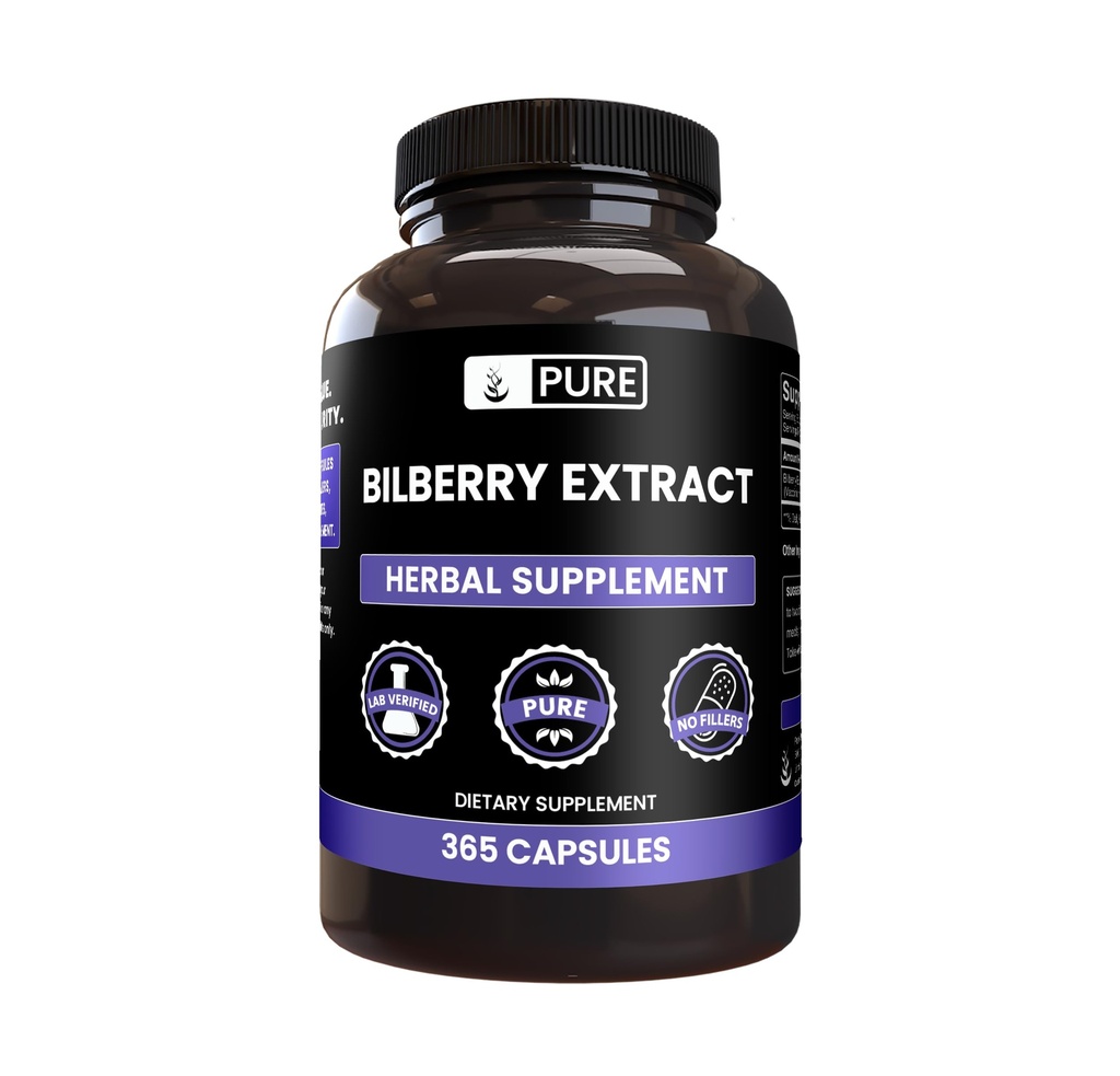 순수한 본래 성분 Bilberry 추출물 (365의 캡슐) 마그네슘 또는 밥 충전물 없음, 항상 순수한, 확인되는 실험실