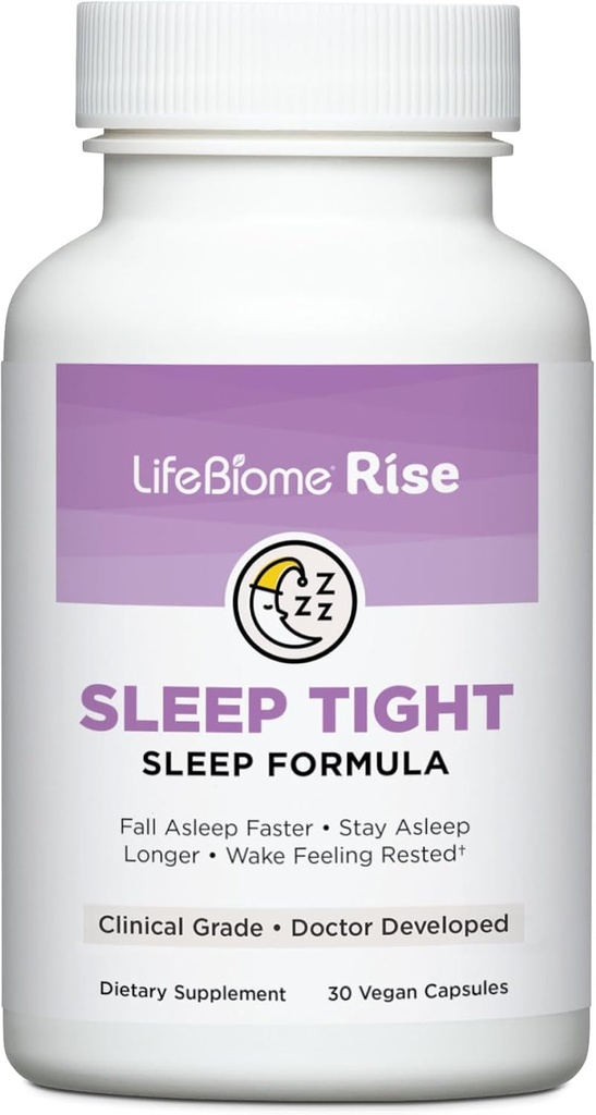 건강한 방향 LifeBiome Rise 수면은 Immediate 및 Extended-Release Melatonin Plus GABA를 사용하여 혁신적인 Microbeadlets의 도움을 받으며 심플하고 편안한 Zzzs를 제공합니다.