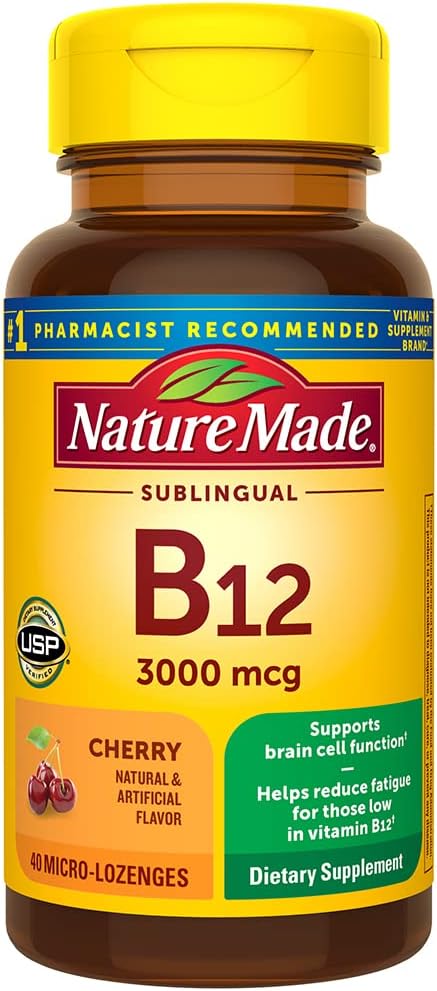 자연 만든 비타민 B-12 3000 MCG 하위 언어, 40 개 (포장 3)