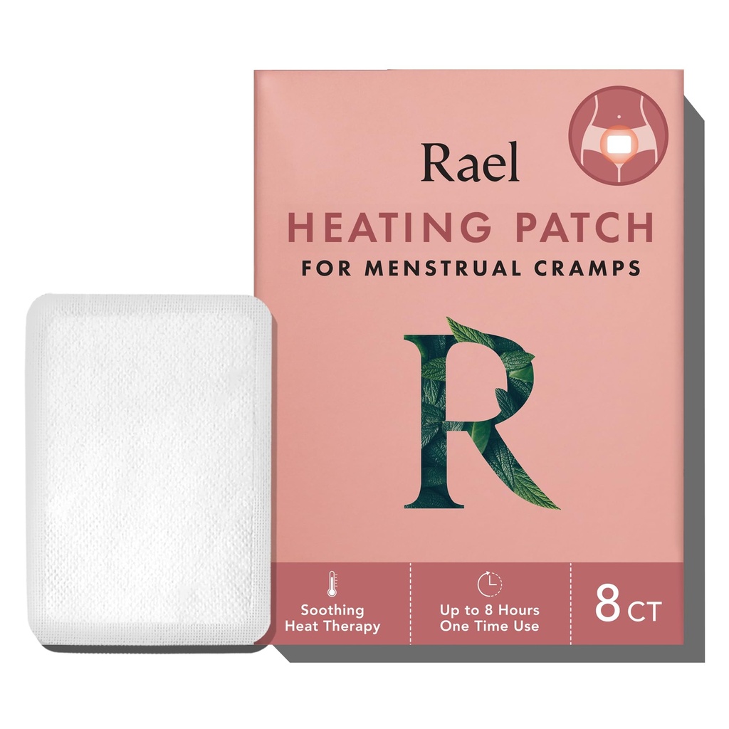 Rael Herbal Heating Patches, Period Cramps Relief, Heat Therapy, Ultra Thin Design, On the Go Size, 모든 피부 유형 (8 개)