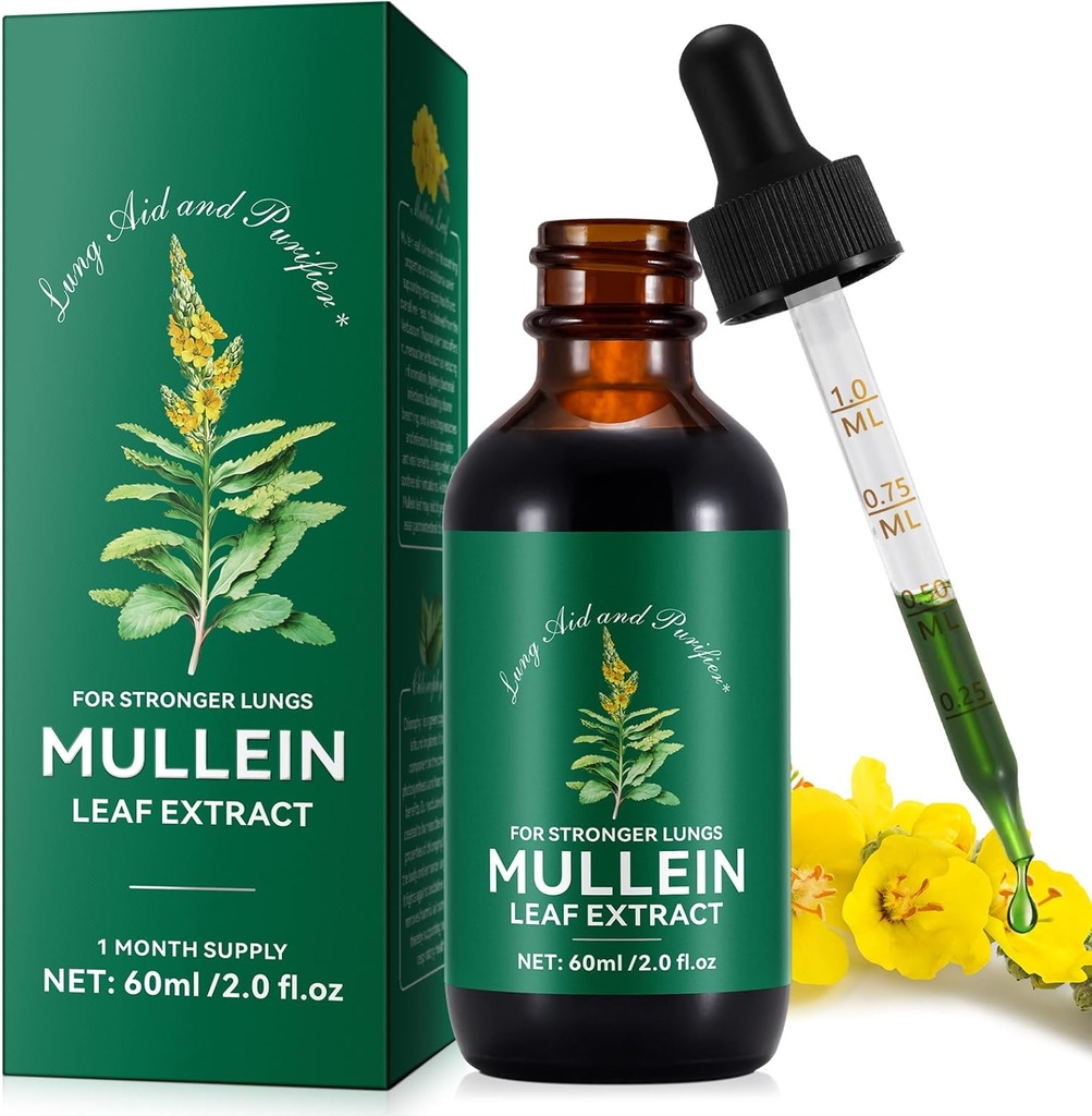 붕소, 멀린 리프 붕소 드롭 | 2 fl oz | Lungs Detox 및 Respiratory Lung Health, Respiratory, Natural Herbal Supplement의 Mullein Leaf Extract