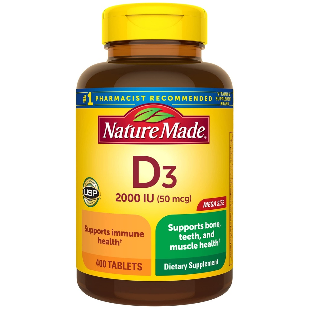 성격은 비타민 D3 2000 IU (50 mcg), 뼈, 이, 근육 및 면역 건강 지원, 400 정제, 400 일 공급을 위한 비타민 D 보충교재를 만들었습니다
