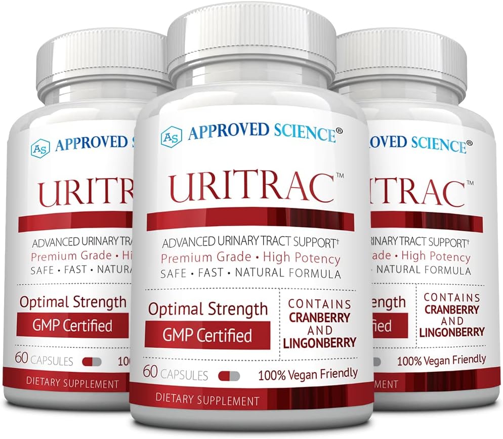 공인 과학® UritracTM - UTI 지원 - 크랜베리, D-Mannose, Lingonberry - Vegan Friendly - 병 당 60 캡슐 - 3 팩
