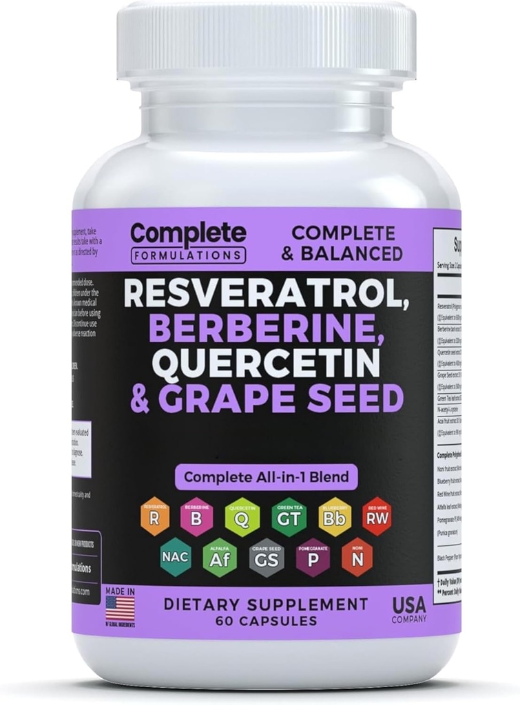 Quercetin, Berberine, 포도씨 추출물 & 피부 건강을 위한 Polyphenol 혼합을 가진 Resveratrol 보충교재, 면역성이 있는 Boost
