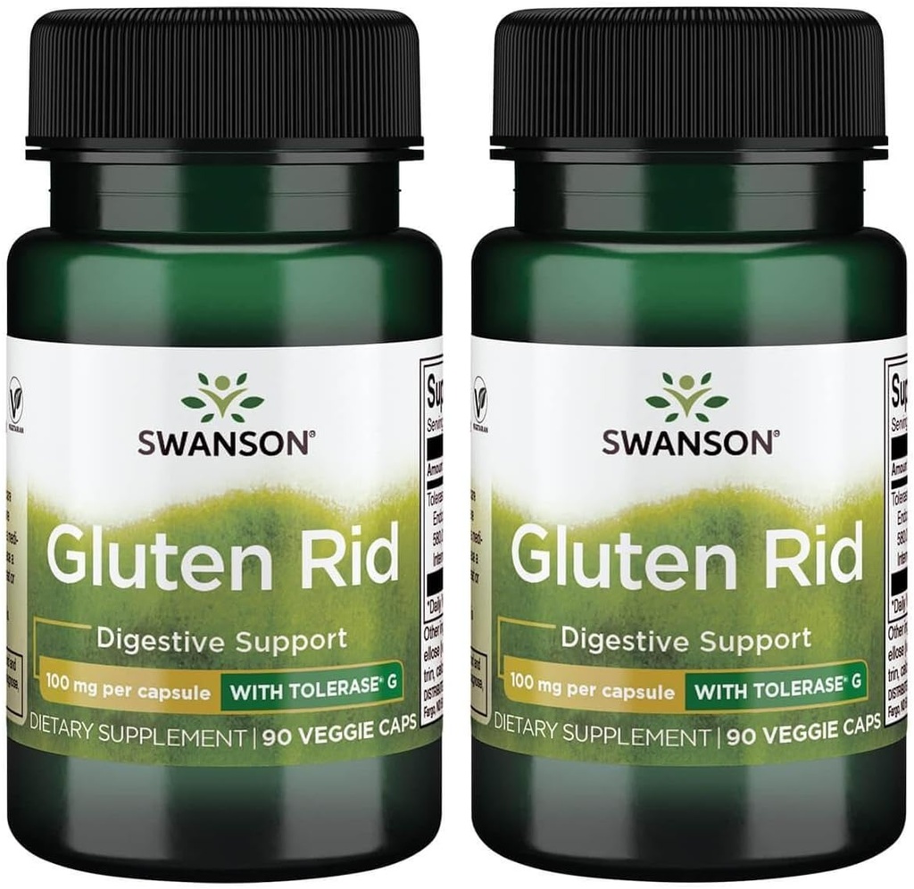Tolerase G 100 mg 90 Veg 모자 (2 팩)와 스완슨 글루텐 Rid