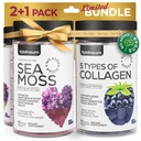 교원질과 바다 Moss Gummies 번들 - 교원질 펩티드, 아일랜드어 바다 Moss, Biotin, Keratin, Bladderwrack - Immunity, Detox, 건강한 머리, 피부 및 못을 위한 거미 보충교재 - 남자와 여자를 위해