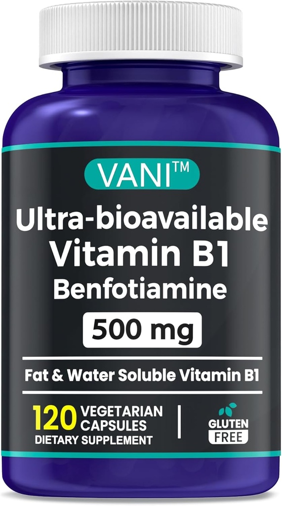 1 강화 된 공식 2 : 비타민 B1 벤포 티 아민 500mg, 비타민 B-1, 500 mg의 지방 용해 성 보충교재 - 120 캡슐 (1)