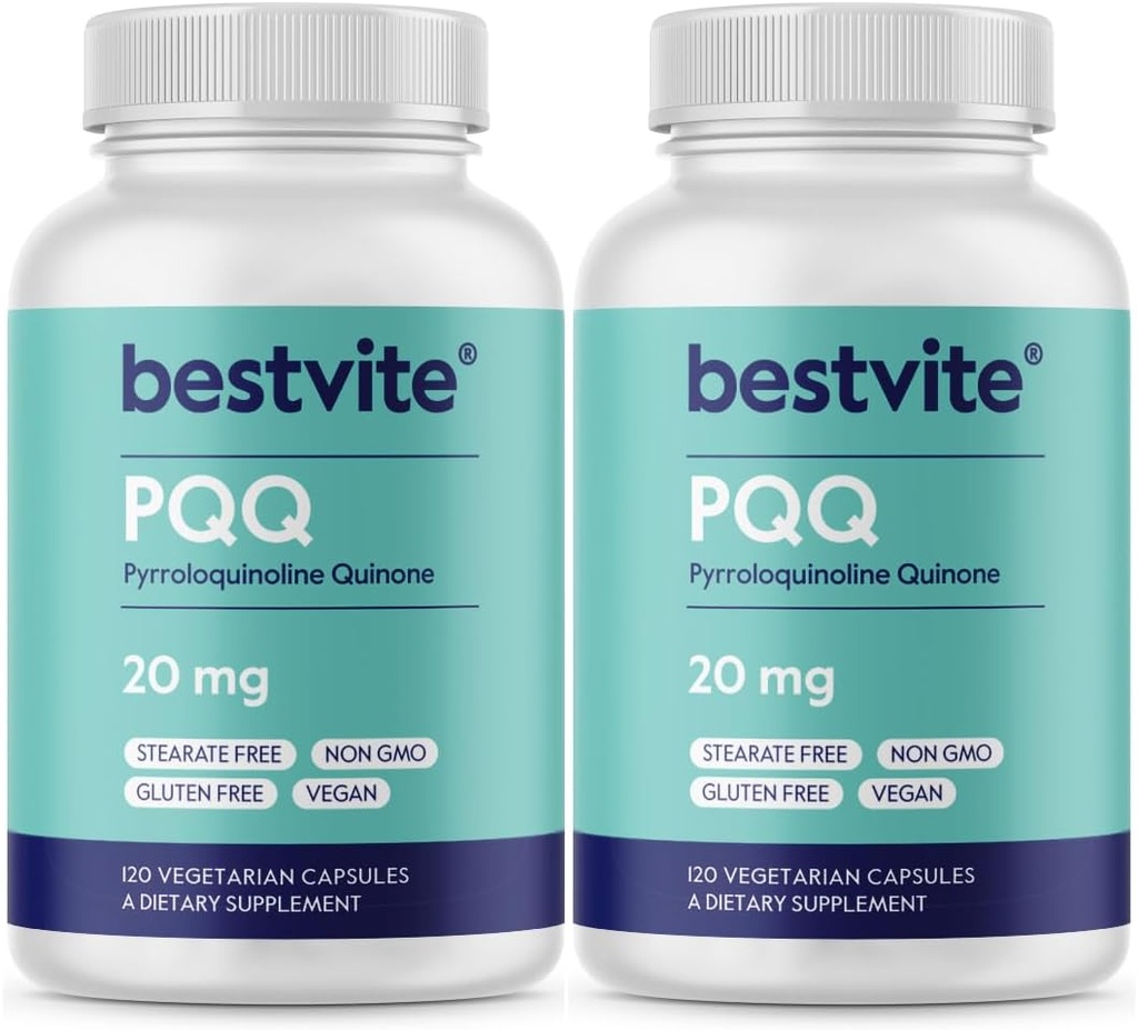 BESTVITE PQQ 20mg (Pyrroloquinoline Quinone) (240 채식 캡슐) (120 x 2) - Stearates 없음 - Vegan - Non GMO - 글루텐 프리