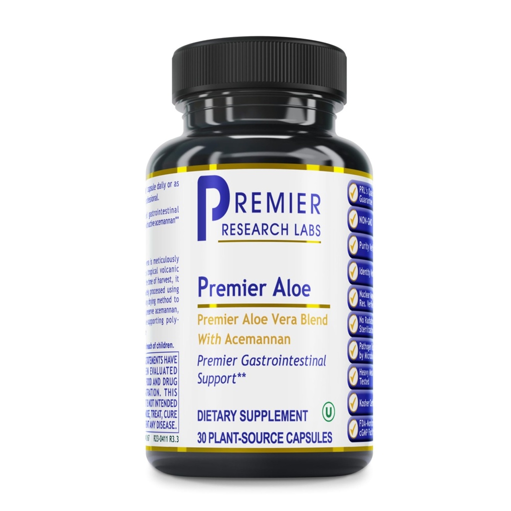 Premier Research Labs Premier Aloe - Aloe Vera 캡슐, Aloe Vera Supplement, Acemannan, Digestive Health & Immune Support, Aloe Gel Extract Caps - 30 채식 캡슐