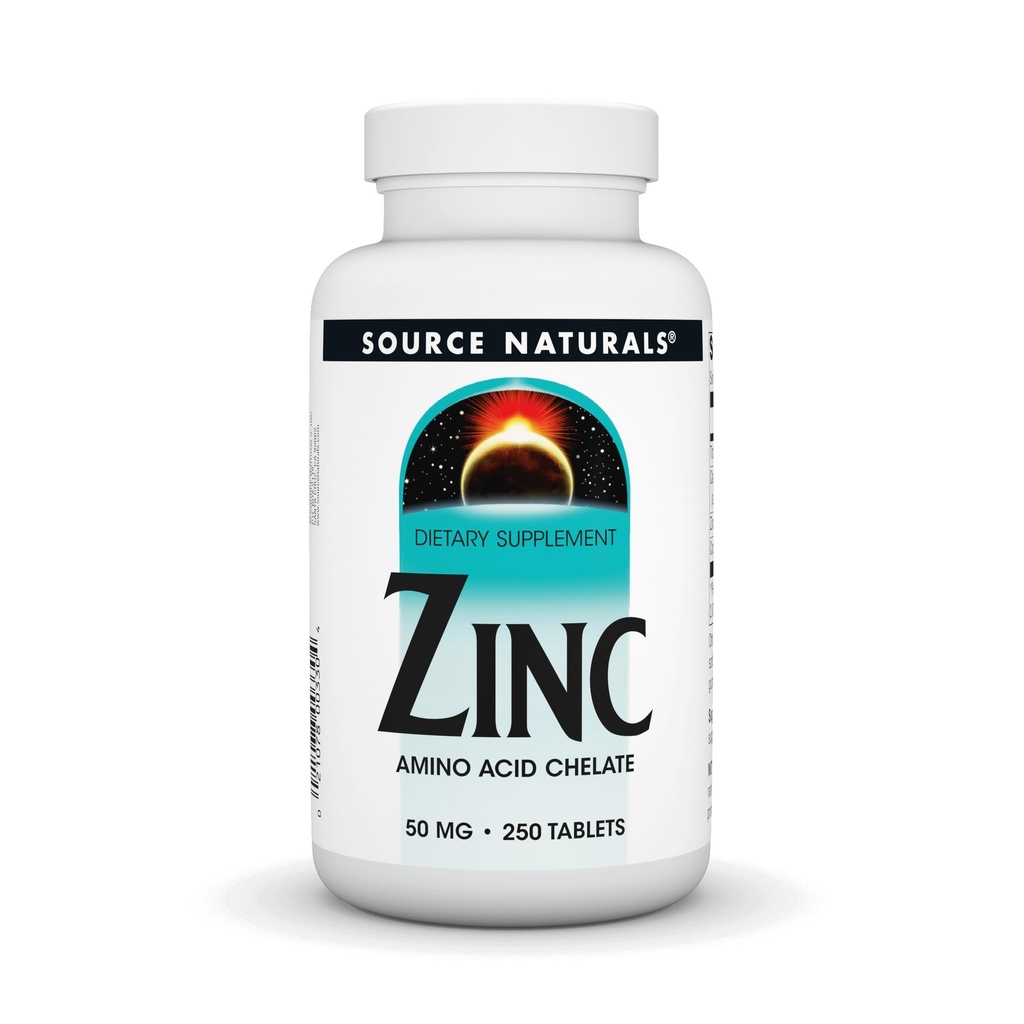 Source Naturals 아연, 아미노산 킬레이트 - 규정식 보충교재 - 50 mg - 250 정제