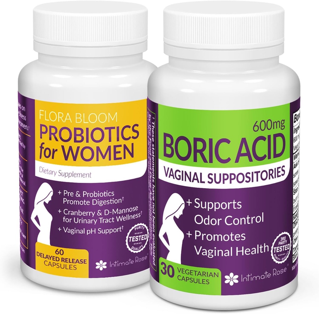Feminine Wellness Bundle의 10 % 할인 - pH 밸런스 및 Intimate Care의 Boric Acid Suppositories 및 Vaginal Probiotics