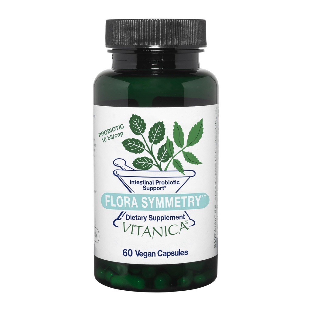 Vitanica Flora Symmetry, 선반 안정 프로 바이오 틱 보충, 여자를위한 공식화 된 프로 바이오 틱, 남성과 성인을위한 프로 바이오 틱스, Acidophilus Probiotic, Non-GMO, Vegan, 60 캡슐