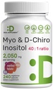 Myo-Inositol & D-Chiro Inositol 여성용 보충 (40:1) | 2,050mg Per 서빙 | 240 Veggie 캡슐 | Folate, 비타민 D3 및 Vitex | Hormonal Balance & Cycle Support | Non-GMO