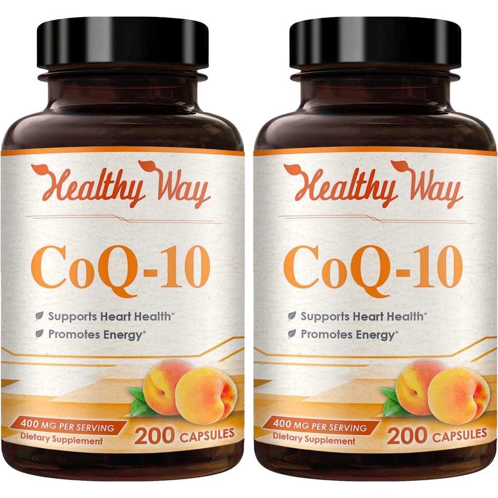 Coenzyme Q10 400mg CoQ10 보충교재 - 건강한 심장 산화를 억제하고 에너지 지원을 위한 매일 Coq 10 400mg 분말 캡슐 - 비 GMO 빠른 흡수 Ubiquinone Q10 Coenzyme (200의 봉사)