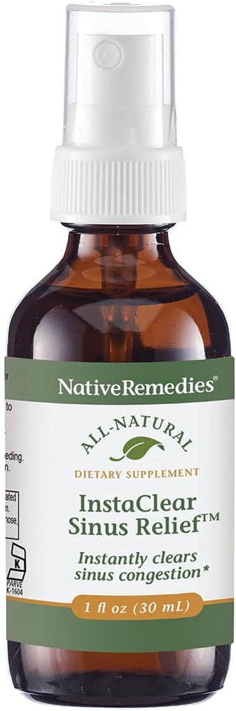 Native Remedies InstaClear Sinus Relief - 모든 자연 초본 보충, 감기 동안 건강한 Sinuses, 알레르기 또는 Hay Fever - 29 ml