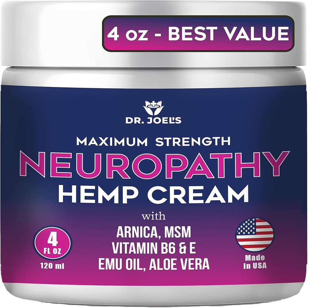 Dr. JOEL'S Neuropathy Cream - 발, 손, 다리 - 4 OZ 대형을위한 최대 강도 신경 완화 크림 - 미국에서 만든