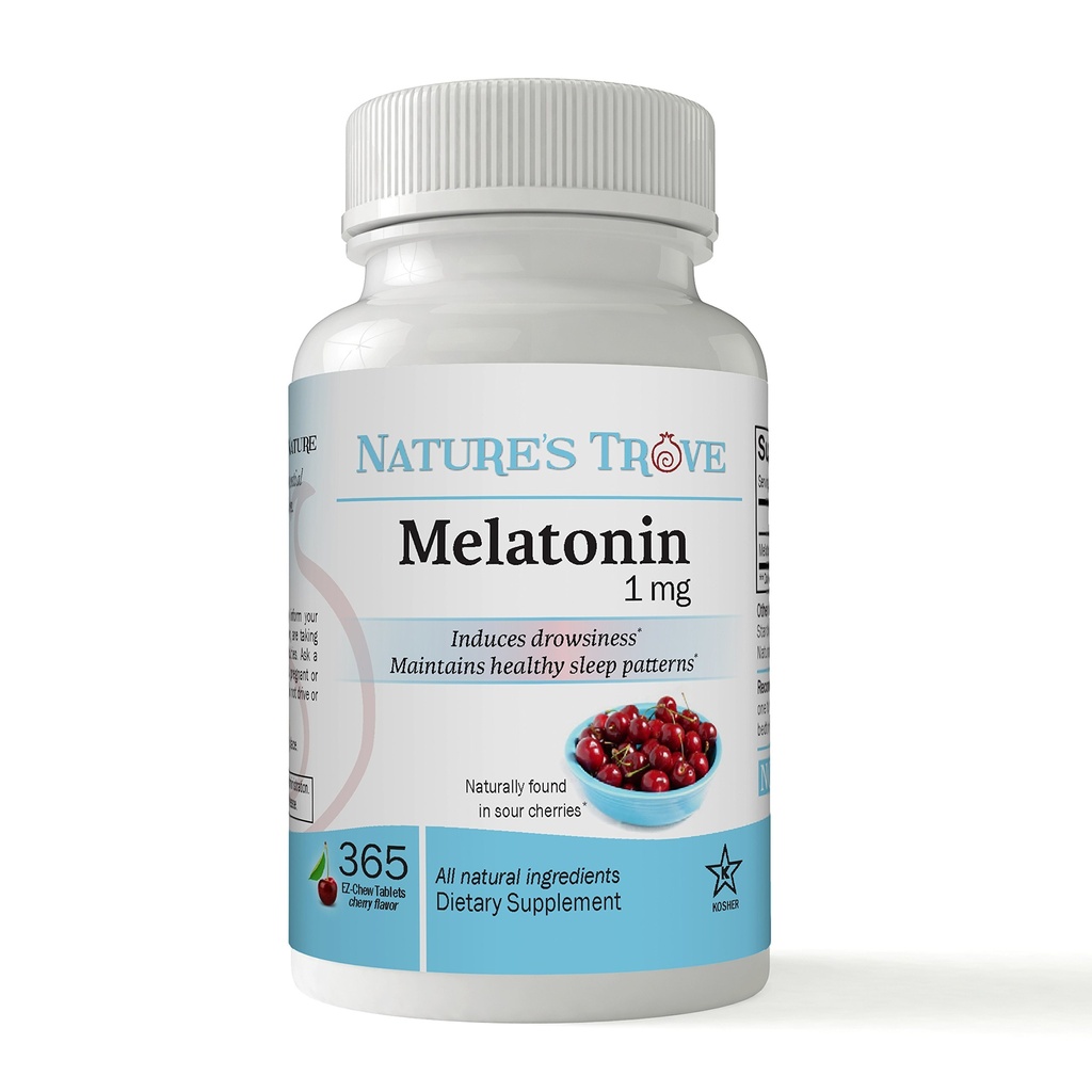 Melatonin Nature 's Trove 1mg - 365 EZ-Chew 정제 체리 맛