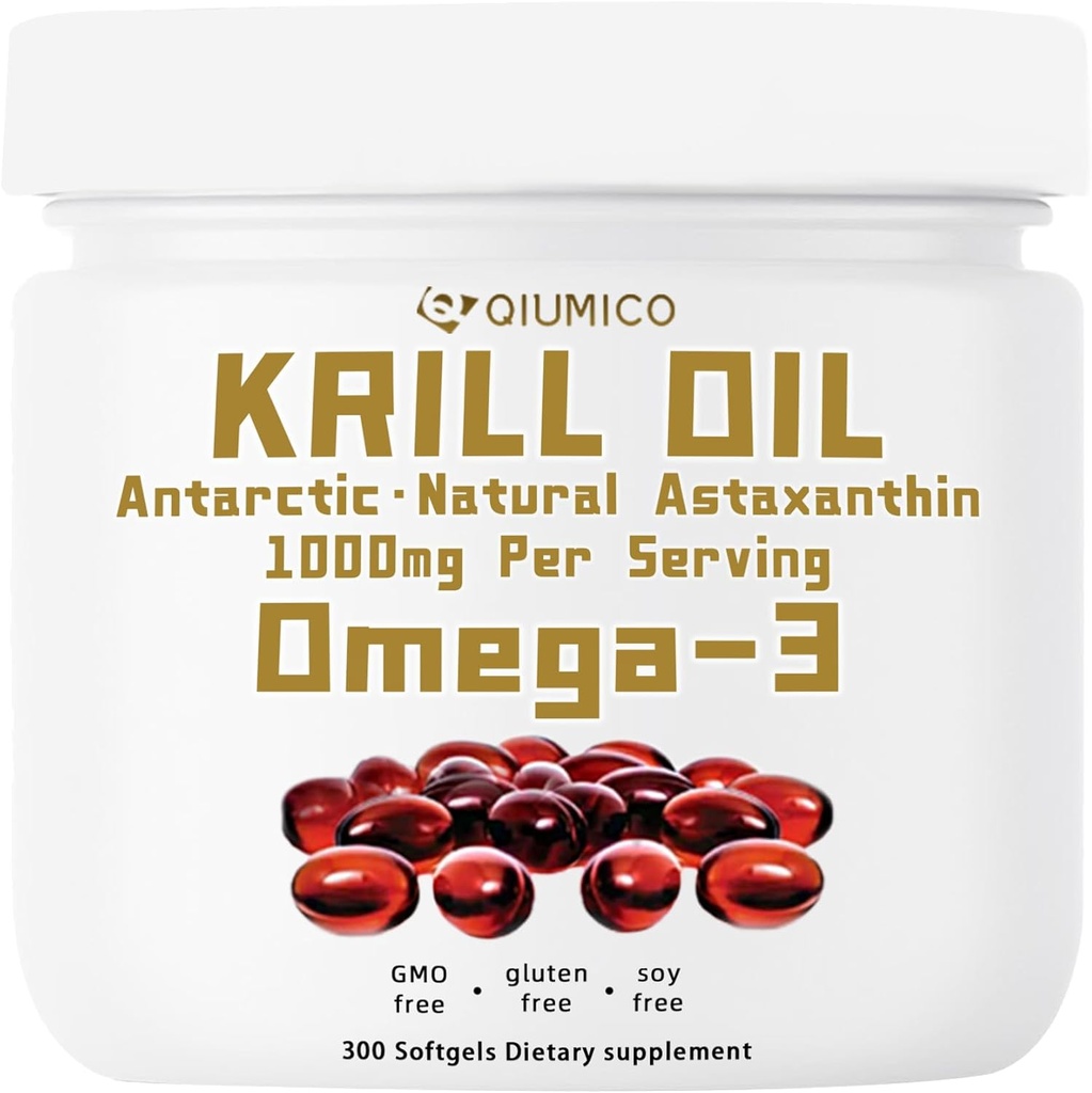 남극 Krill 기름 보충교재, Omega-3s EPA, DHA & Astaxanthin, 심장과 Immunity를 위한 보충교재 당 1000mg, 300 연약한 젤에서 부유한