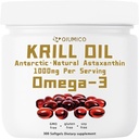 남극 Krill 기름 보충교재, Omega-3s EPA, DHA & Astaxanthin, 심장과 Immunity를 위한 보충교재 당 1000mg, 300 연약한 젤에서 부유한