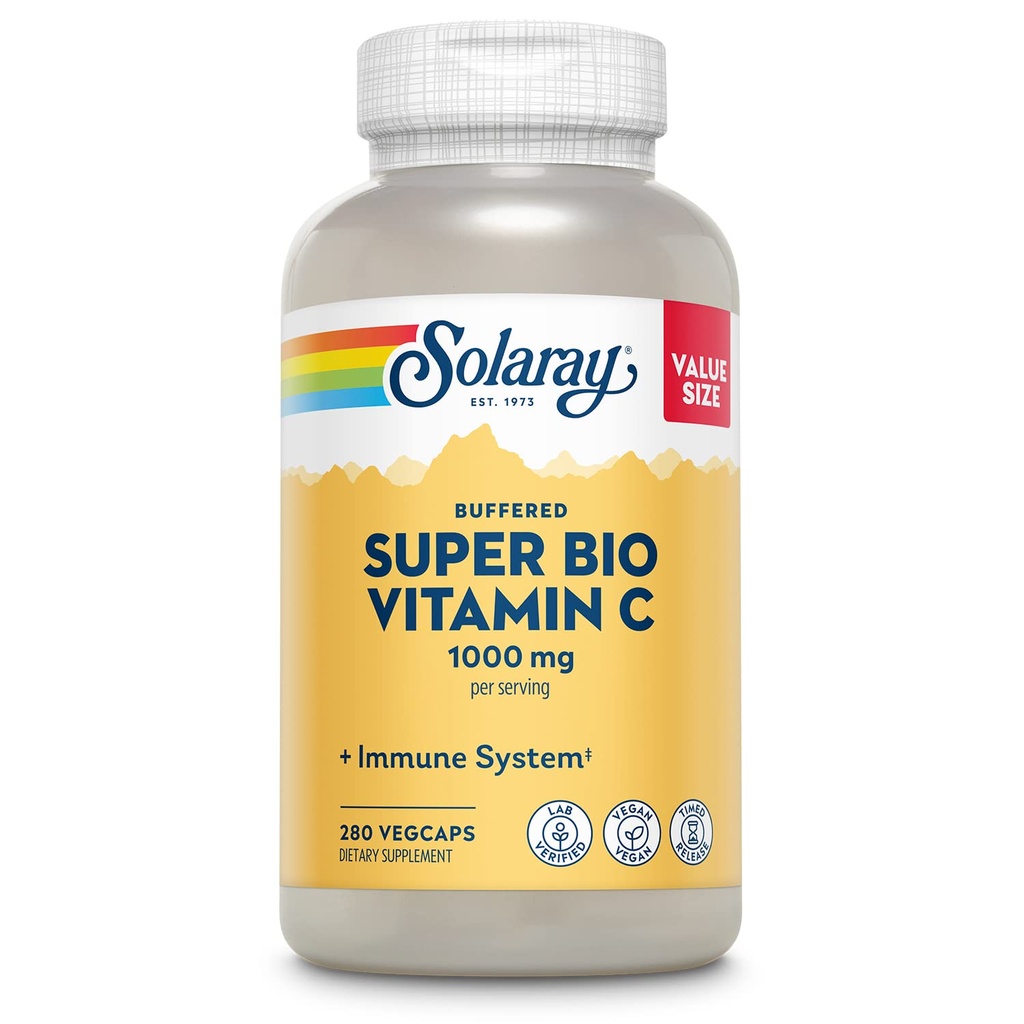 Solaray 슈퍼 바이오 버퍼 비타민 C 1000mg, 2 단계, Bioflavonoids, Immune 지원 보충교재를 가진 Timed 방출 비타민 C - 높은 흡수, 채식주의자, 60 일 보증, 180의 서빙, 360의 VegCaps 140