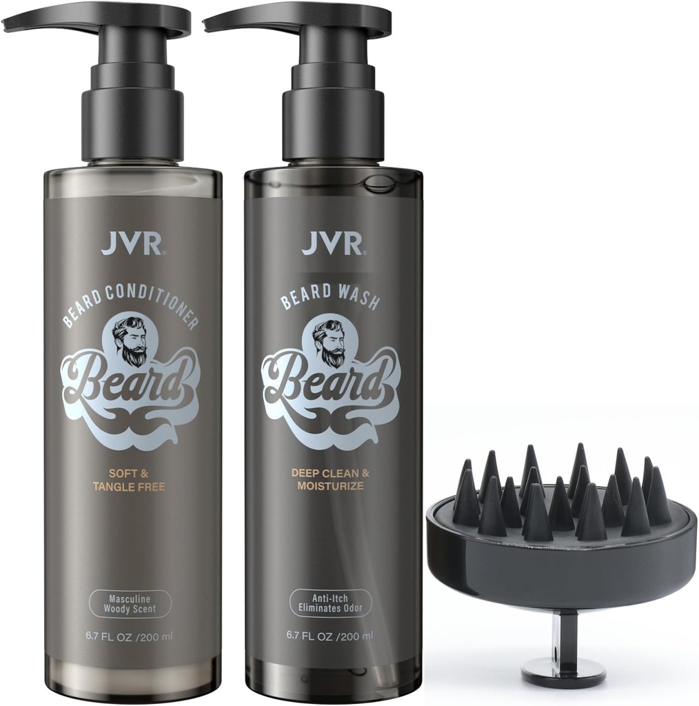 JVR는 남자를 위한 세척과 Beard 컨디셔너, Beard 샴푸를 세척하고 Frizz, Soften & Strengthens, 코코넛, 알로에 유기를 감소시키고, 건조한 & Coarse Beards, Beard 배려 (6.7oz)를 위한 빛나는을 제공합니다
