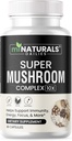 MINATURALS 버섯 복합 캡슐 - 사자 Mane, Reishi, Cordyceps, Chaga, 터키 꼬리, Maitake - 보충 Real Fruiting Body - 10 에 1