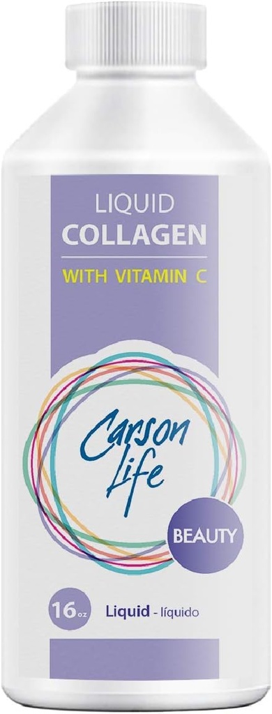 Carson Life Liquid Collagen with Vitamin C - 16 Oz - 노화 방지, 머리 피부 및 손톱 - 면역 지원 - 회춘 피부 - 미국에서 만든