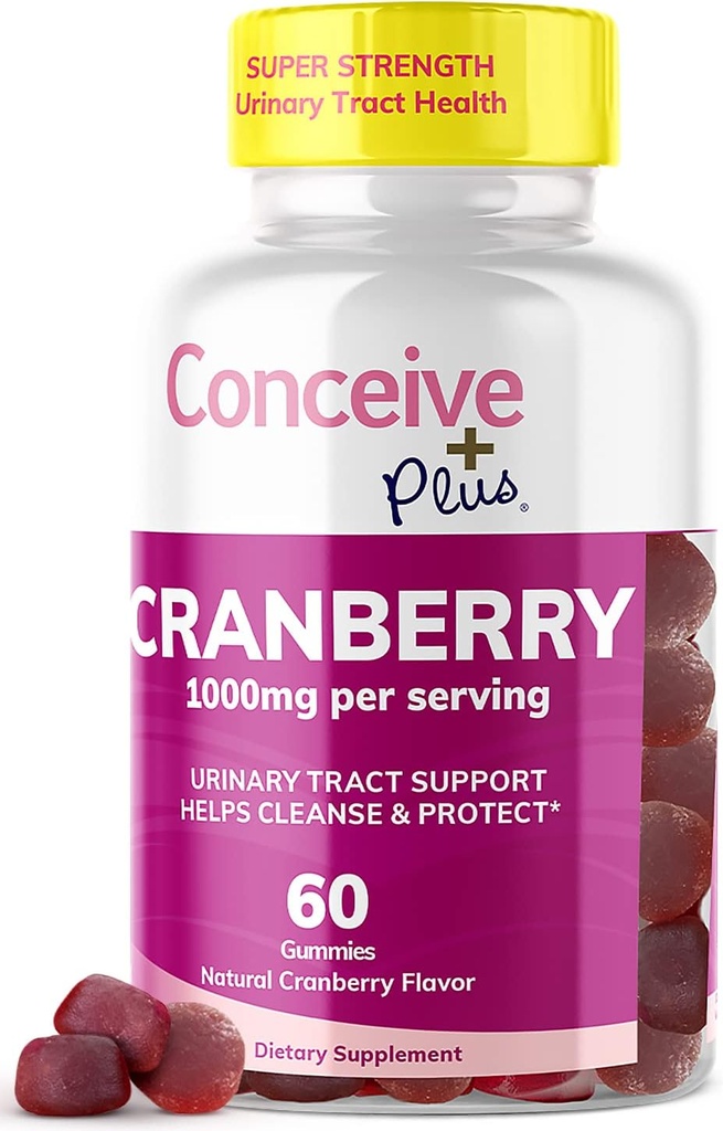 PLUS 크랜베리 구미 - 1000mg 힘 크랜베리 거미 비타민, 우린 건강, 60 거미 조사, 30 일 공급