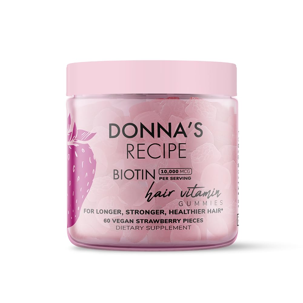 Tabitha Brown의 Donna의 레시피 | Vegan Strawberry Biotin Hair, Skin & Nails Gummies – 10,000 mcg Biotin, Clean, Non-GMO, 글루텐 프리, 60 Gummies