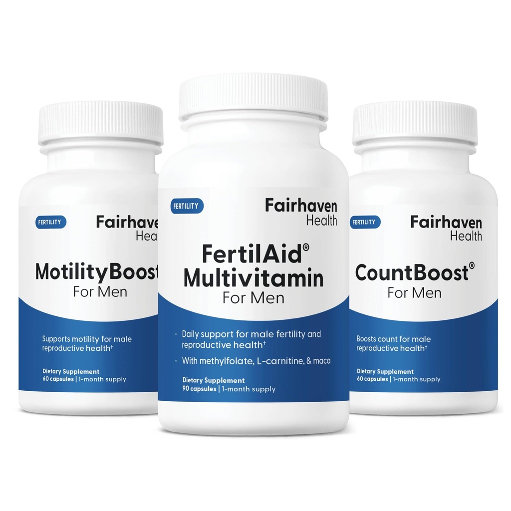 남성, MotilityBoost 및 Countboost Combo에 대한 Fairhaven Health FertilAid | 남성용 멸균제 | 남성용 멸균제