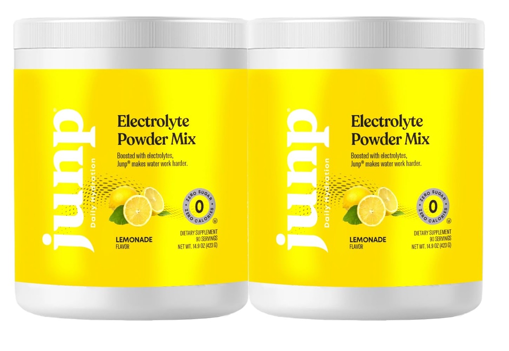 JUNP Electrolytes Powder No Sugar No Carbs - 신선한 수제 레몬 음료 혼합 - 칼륨 및 소금 Electrolyte Hydration Powder Zero Calorie Sugar Free Electrolyte Powder, Keto Friendly, 180 서빙