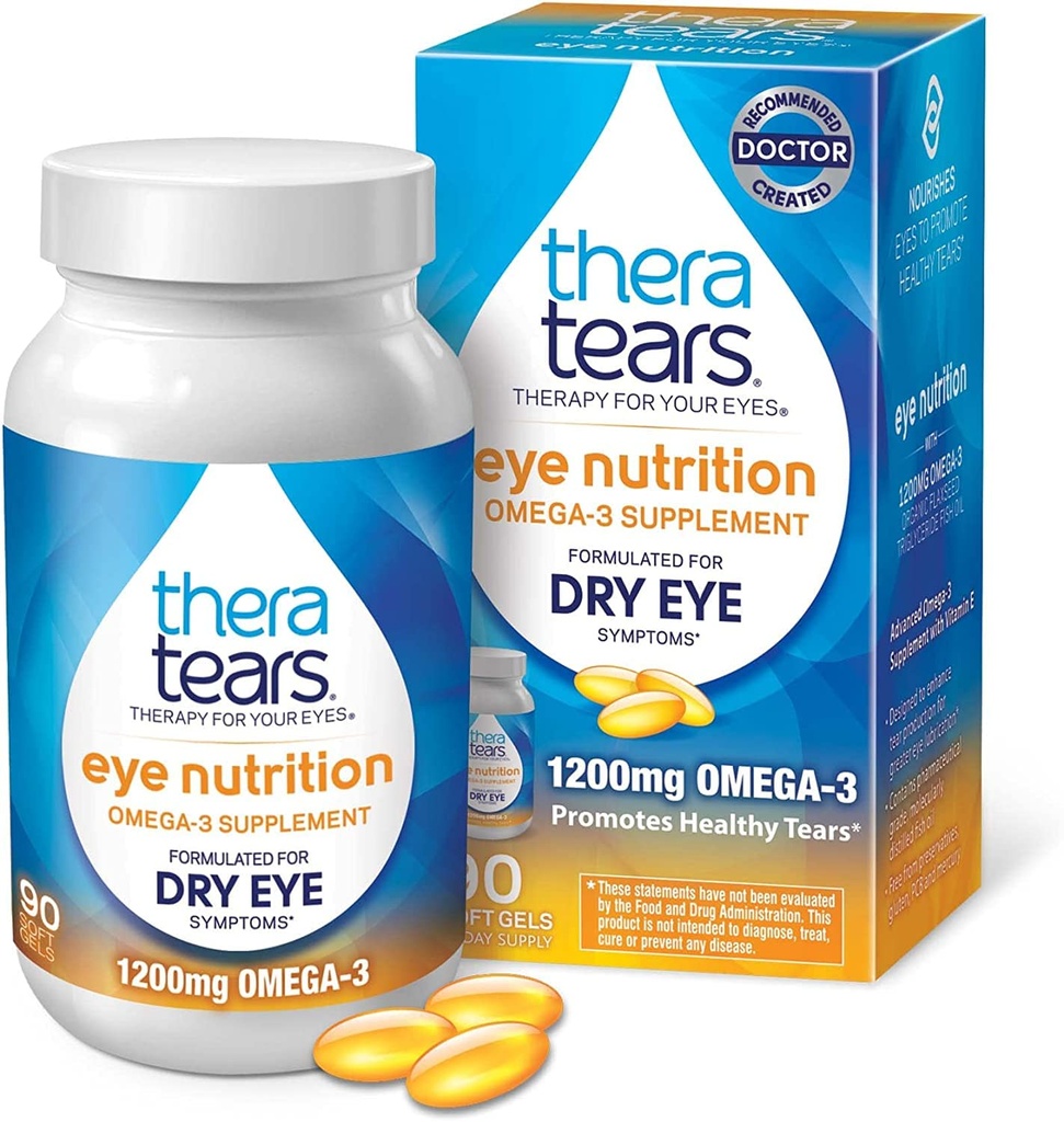 Theratears 영양 1200mg Omega-3 보충교재 90의 캡슐 (2 팩)
