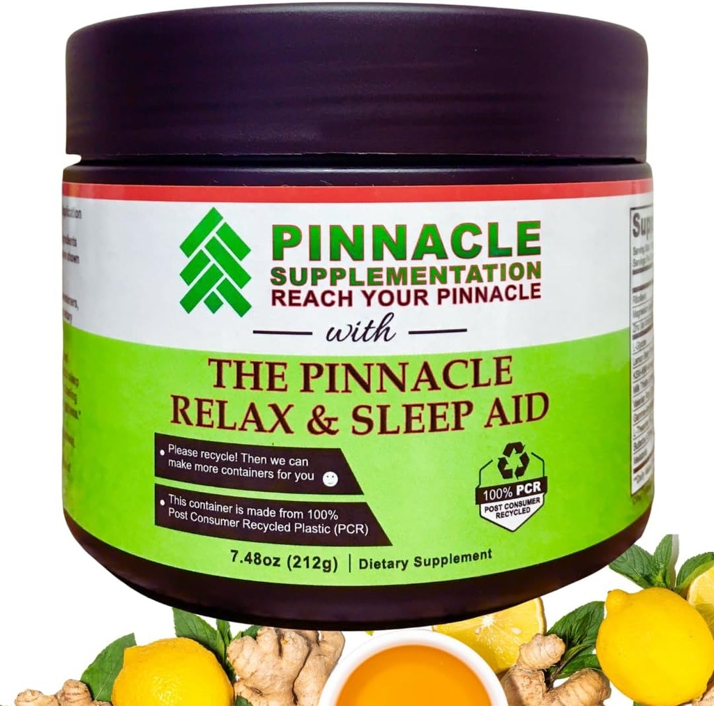 Pinnacle Relax & Sleep Supplement, Melatonin, Valerian Root, Ashwagandha, L Theanine, 아연, GABA 및 마그네슘, 캘리브레이션, 천연 레몬 티 맛 (30 인분)